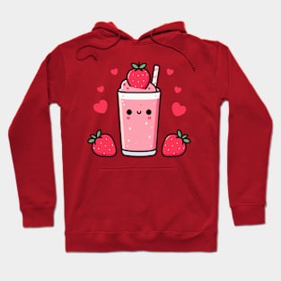 Kawaii Strawberry Ice Cream with Strawberries and Hearts | Kawaii Food Art Hoodie